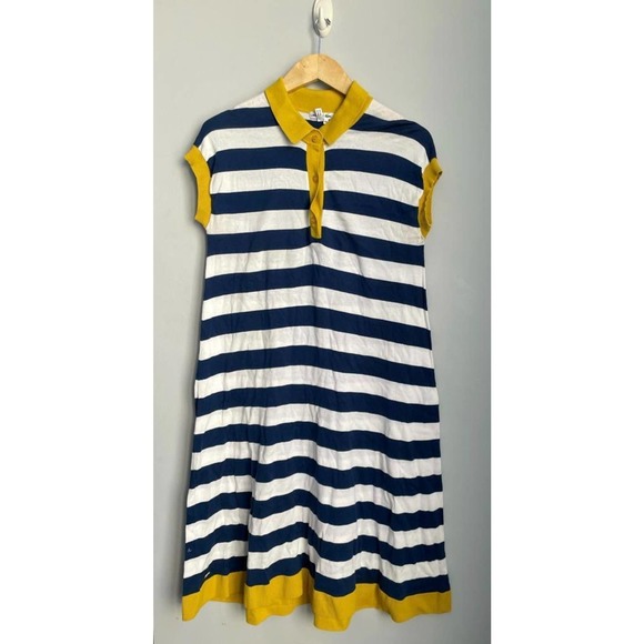 Lacoste Dresses & Skirts - LACOSTE womens sz 40 blue white striped sleeveless polo collar sport dress EUC